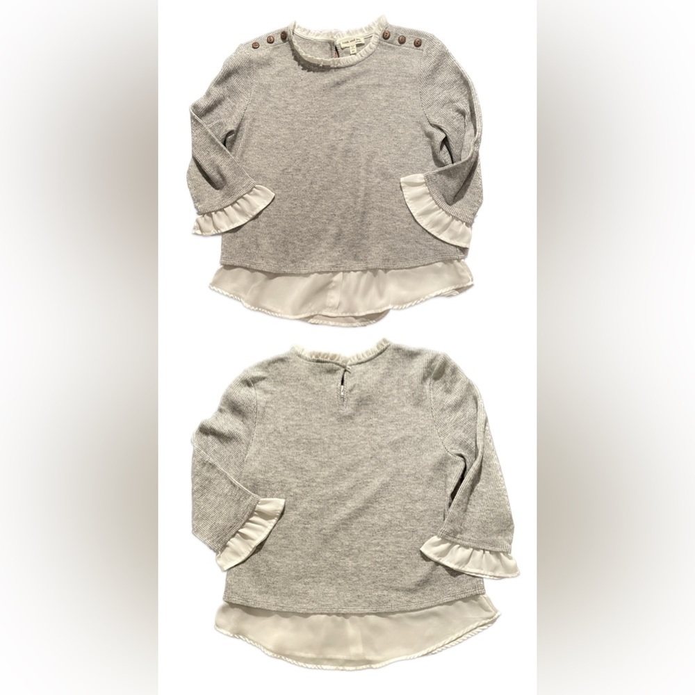 𝅺96 - Faith and Joy - knit top with a fooled blouse at the bottom hem and cuff